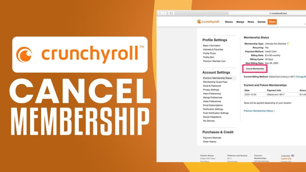Cancel Crunchyroll subscription