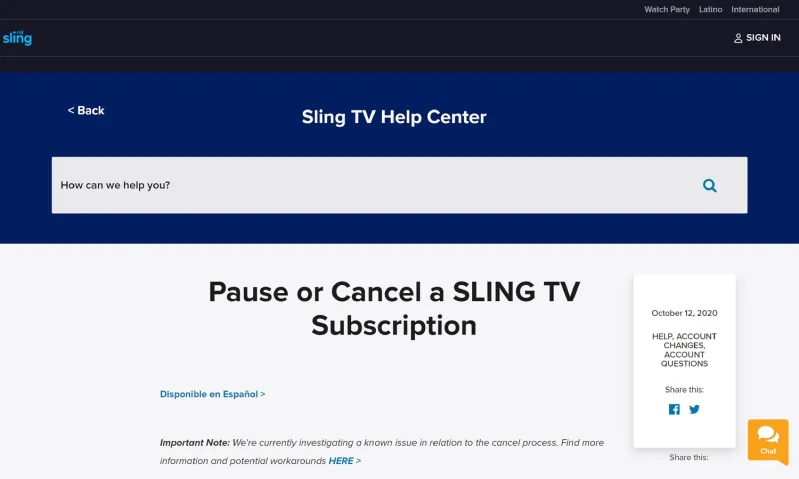 Cancel Sling TV